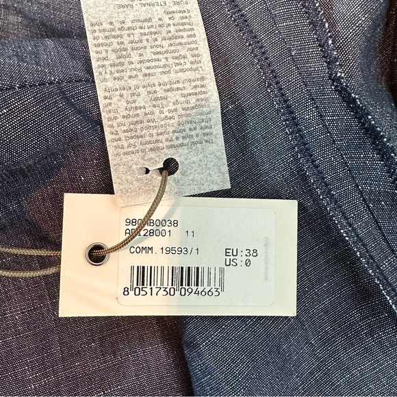 Eleventy V Neck Sleeveless Flax Linen Blend Pleated Maxi Dress Size US 0 EU 38 - Picture 7 of 13